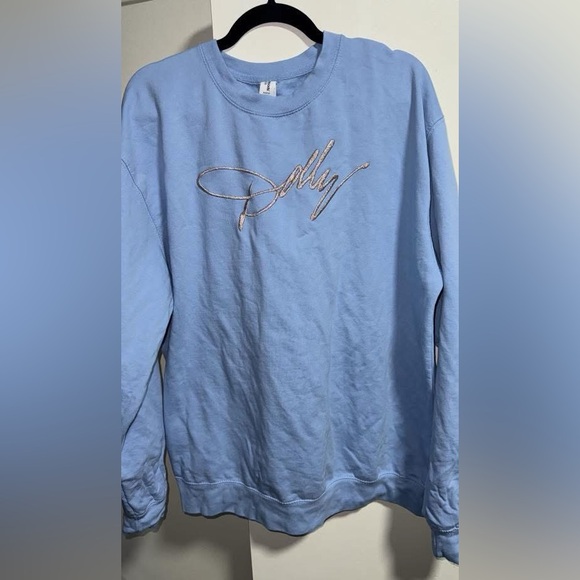 Dollywood Dolly Parton blue Crewneck Sweatshirt with Embroidered Logo - Picture 1 of 2